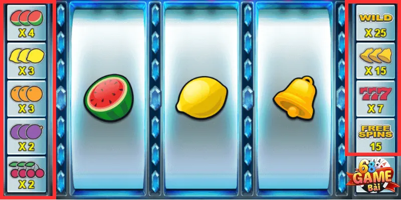 Classic Fruits 68 Game Bài có 9 biểu tượng khác nhau, với hệ số thưởng tối đa là x25